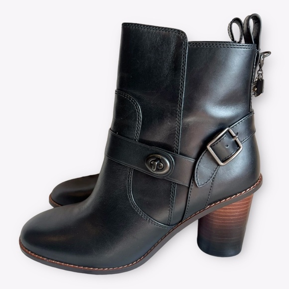 Coach Moto Bootie Heel Black Leather Women’s Size 8.5 - Picture 11 of 11